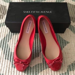 Saks Fifth Avenue Inez Red Captoe Ballet Flats